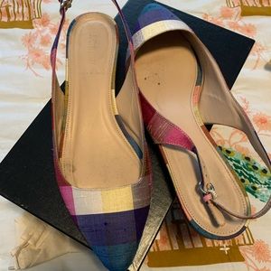 Jcrew silk madras slingbacks worn once